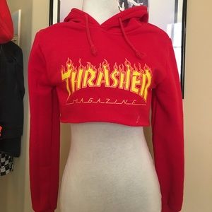 THRASHER CROPPED HOODIE